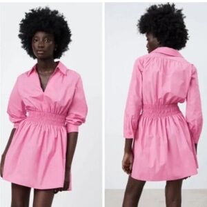 Zara pink shirt dress